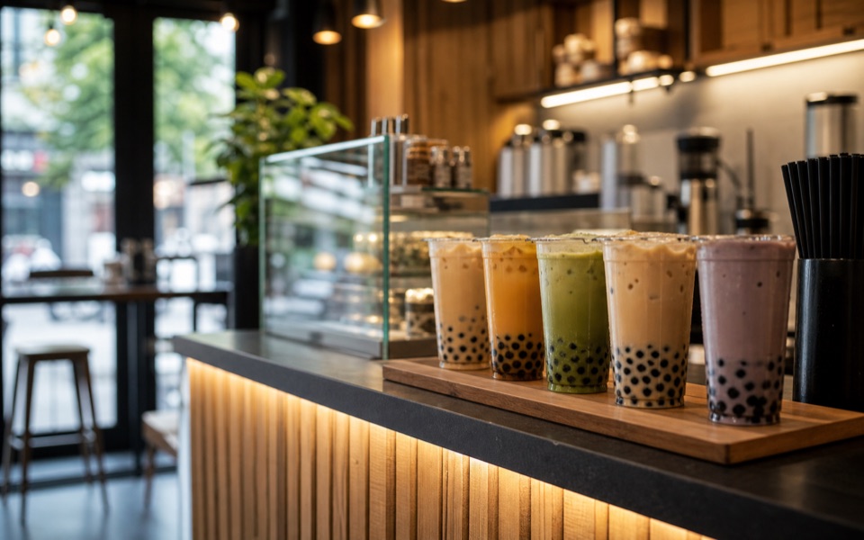 boba shop guide background