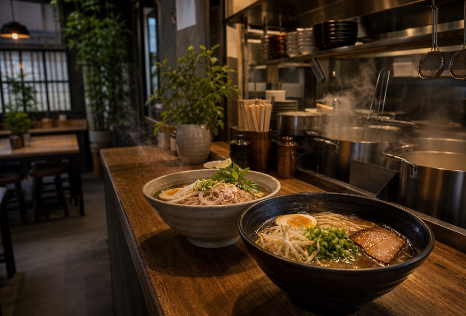 ramen and pho shop guide background